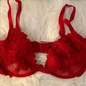 Victoria’s Secret Red Flower Lace Bra